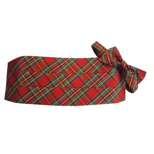 Red Stewart Christmas Holiday Tartan Plaid Cummerbund and Bow Tie